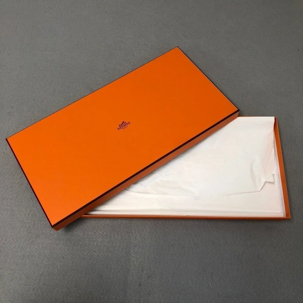 Authentic Hermes Orange Storage Gift Box Empty 14.5x7.5x1.5 Small Rectangle